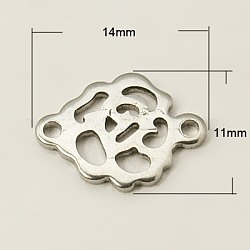 201 Stainless Steel Links, Flower, 11x14x1mm, Hole: 1mm
