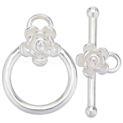 Beebeecraft 1pc 925 chiusura a ginocchiera in argento sterling, argento, Anello: 15x11 mm, bar: 19x8 mm, Foro: 2 mm