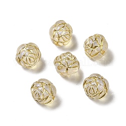 Perles en acrylique transparente, métal doré enlaça, fleur, clair, 10mm, Trou: 1.5mm, environ 1110 pcs/500 g