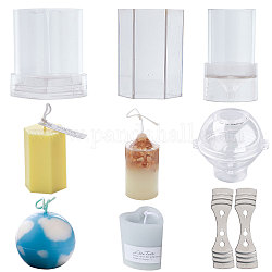 Plastic Candle Molds, for Candle Making Tools and Iron Wick Fixation Clips, Clear, 6pcs/set