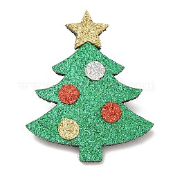 Broche en cuir pu, goupille en alliage de zinc, arbre de Noël, 48x38x2.5mm