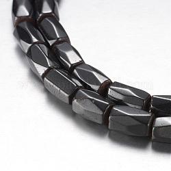 Magnetic Synthetic Hematite Bead Strands, Grade A, Faceted, Column, Original Color, 8x5mm, Hole: 1mm, about 50pcs/strand, 15.7 inch(40cm)