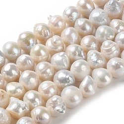 Naturali keshi perline perle fili, patata, perla d'acqua dolce coltivata, perle barocche, grado a, papayawhip, 8~10x7~8.5mm, Foro: 0.6 mm, circa 46pcs/filo, 13.58'' (34.5 cm)