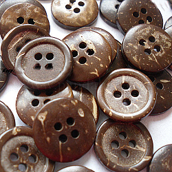 子供用4穴が丸形のアートのボタン  ココナッツボタン  バリーウッド  直径約15mm  約100個/袋
