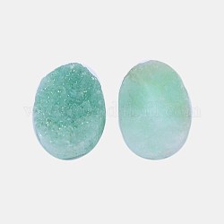 Galvanisieren natürlichen druzy Kristall cabochons, Flachoval, gefärbt, mittlerer Aquamarin, 18x13x4~8 mm