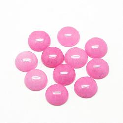 Natural White Jade Cabochons, Dyed, Half Round/Dome, Hot Pink, 16x6mm