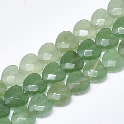 Chapelets de perles en aventurine vert naturel, facette, cœur, 10x10x5mm, Trou: 1.2mm, Environ 20 pcs/chapelet, 7.4 pouce