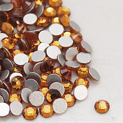 Perle en verre de dos plat, Grade a, dos plaqué, facette, demi-rond, topaze, 4.6~4.8mm, environ 1440 pcs / sachet 