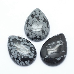 Natur Schneeflocken-Obsidian Cabochons, Träne, 33.5x24x6.5~7 mm