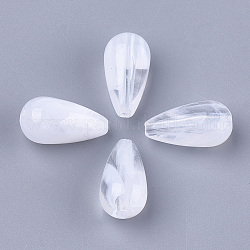 Perline acrilico, gemstone imitato, lacrima, chiaro e bianco, 22x11.5mm, Foro: 2 mm
