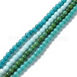 Chapelets de perles en howlite naturelle, teinte, ronde, couleur mixte, 4~4.5mm, Trou: 0.9mm, Environ 95~98 pcs/chapelet, 15.35~15.55'' (39~39.5 cm)