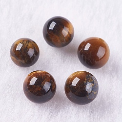 Natürlichen Tigerauge Perlen, Hälfte gebohrt, Runde, 8 mm, Bohrung: 1.2 mm