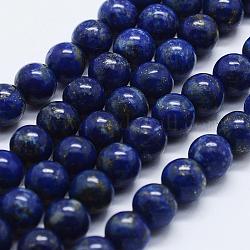 Abalorios de lapislázuli naturales hebras, redondo, 8mm, agujero: 0.5 mm, aproximamente 50 pcs / cadena, 15.35 pulgada (39 cm)