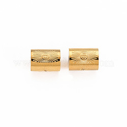 304 Stainless Steel Beads, with Rhinestone, Column with Sun & Star, Real 14K Gold Plated, 8x6mm, Hole: 1.8mm