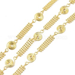 Brass Link Chain, with Spool, Long-Lasting Plated, Unwelded, Golden, 16~27x6~9x1.5~2mm, about 10.93 yards(10m)/roll
