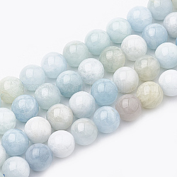 Chapelets de perles en aigue-marine naturelle, ronde, 6~7mm, Trou: 1mm, Environ 60~67 pcs/chapelet, 15.7 pouce