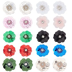 GORGECRAFT 20PCS 30mm Sequin Flowers Beading Applique 10 Colors Crystal Beaded Sewing on Cloth Patches Rhinestones Garment Accessory DIY for Clothes Bag Shoes Wedding Dress Headband Craft Decor