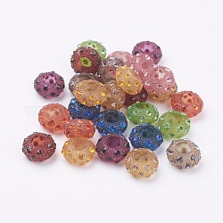 Rhinestone Harz europäischen Perlen, Großloch perlen, Rondell, Mischfarbe, 13x7 mm, Bohrung: 6 mm