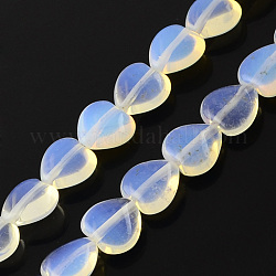 Opalite Perlenstränge, Herz, azurblau, 10x10x5 mm, Bohrung: 1 mm, ca. 40 Stk. / Strang, 15.3 Zoll