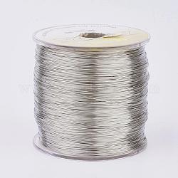 Eco-Friendly Round Copper Wire, Copper Beading Wire for Jewelry Making, Long-Lasting Plated, Platinum, 22 Gauge, 0.6mm, about 721.78 Feet(220m)/500g