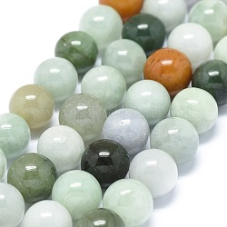 Perles de jadéite naturel brins, ronde, 10mm, Trou: 1.5mm, Environ 39~41 pcs/chapelet, 14.96 pouce (38 cm)