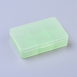 Пластиковые коробки, контейнеры для хранения бисера, 6 отсеков, прямоугольные, светло-зеленый, 8.5x5.8x2.1 см, Отсек: 2.5x2.5 см, 6 отсеков / коробка