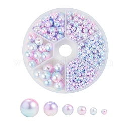 Regenbogen ABS Kunststoff Nachahmung Perlen, Farbverlauf Meerjungfrau Perlen, Runde, Himmelblau, 3x2.5 mm, Bohrung: 1 mm