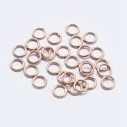 925 anillos redondos de plata esterlina, anillos de salto soldados, oro rosa, 6x0.8mm, diámetro interior: 4 mm