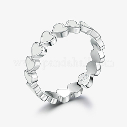 925 стерлинговое серебряное кольцо с платиновым родиевым покрытием и сердечком на палец, с эмалью, белые, внутренний диаметр: 18 мм