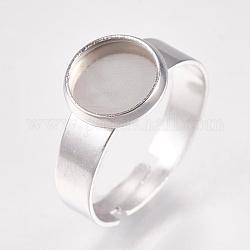304 impostazioni dell'anello del rilievo in acciaio inox, regolabile, rotondo e piatto, colore acciaio inossidabile, vassoio: 8mm, dimensione 7 (17 mm)