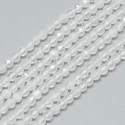 Natürliche Regenbogen-Mondstein-Perlenstränge, facettiert, Runde, 2x2 mm, Bohrung: 0.5 mm, ca. 188 Stk. / Strang, 15.9 Zoll