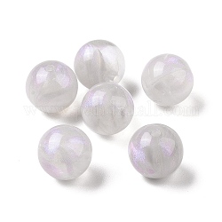 Perles acryliques opaques, perles de paillettes, ronde, gris clair, 15mm, Trou: 2mm, environ 210 pcs/500 g