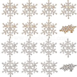 Gorgecraft 10 piezas 2 colores cristal rhinestone navidad copo de nieve broche pin, pin de solapa de aleación para mujer, platino y oro, 37x33x3mm, 5 piezas / color