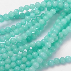 Natural & Dyed Jade Beads Strands, Imitation Amazonite, Round, 6mm, Hole: 0.8mm, 15~16 inch/strand, about 61pcs/strand