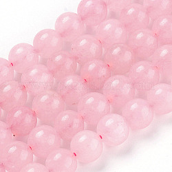 Chapelets de perles en jade naturelle teinte, quartz rose, ronde, environ 10 mm de diamètre, Trou: 1mm, 16 pouce de long, Environ 39 pcs/chapelet