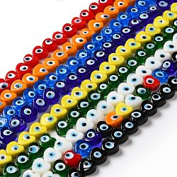 Chapelets de perles vernissées manuelles, cœur, couleur mixte, 12x12x6mm, Trou: 1.4mm, Environ 33 pcs/chapelet, 14.37''~14.57'' (36.5~37 cm)