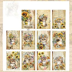 Cat Pattern Scrapbook Paper Pads, for DIY Album Scrapbook, Background Paper, Diary Decoration, Colorful, 140x100mm, 30 sheets/set