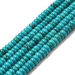Natürliche Howlith Perlen Stränge, gefärbt, Rondell, Türkis, 6~6.5x2.5~3 mm, Bohrung: 1 mm, ca. 139~140 Stk. / Strang, 15.35~15.55'' (39~39.5 cm)
