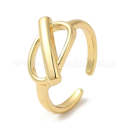 Polsini aperti in ottone, anello ovale con chiusura a ginocchiera da donna, vero placcato oro 18k, 2~11mm, diametro interno: 17.3mm