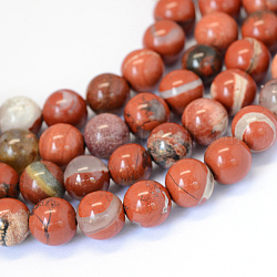 Jaspe rouge naturel brins de perles rondes, 8~8.5mm, Trou: 1mm, Environ 47 pcs/chapelet, 15.5 pouce