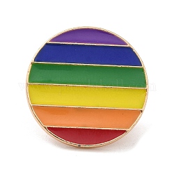 Alfileres de esmalte con tema de arcoíris del orgullo, insignia de aleación de oro claro para ropa de mochila, colorido, plano y redondo, 20.5x1.5mm
