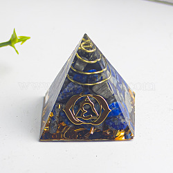 Generatori di energia in resina piramidale orgonite a tema chakra, Chip di lapislazzuli naturali reiki all'interno per la decorazione della scrivania di casa e ufficio, 30mm