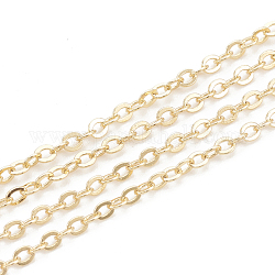 3.28 Feet Brass Cable Chains, Soldered, Flat Oval, Nickel Free, Real 18K Gold Plated, 2x1.5x0.1mm