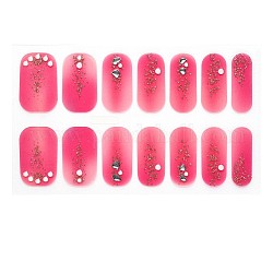 Full Cover Ombre Nails Wraps, Glitter Powder Color Street Nail Strips, Self-Adhesive, for Nail Tips Decorations, Cerise, 24x8mm, 14pcs/sheet