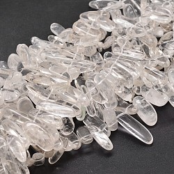 Natürlichen Quarzkristall Nuggets Perlen Stränge, Bergkristallperlen, 8~30x5~12 mm, Bohrung: 1 mm, ungefähr 15.3 Zoll ~ 15.7 Zoll