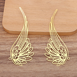 Alloy Big Pendants, Hollow Out Wing Charms, Golden, 30x78mm