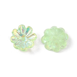 Кабошоны из смолы, ногтей декоративные аксессуары, с покрытием AB цвета, цветок, зеленый лайм, 7x2.5 мм