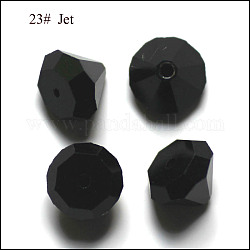 Abalorios de cristal austriaco de imitación, aaa grado, facetados, diamante, negro, 6x4mm, agujero: 0.7~0.9 mm