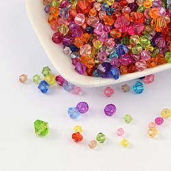 Transparent Acrylic Beads, Dyed, Faceted, Bicone, Mixed Color, 4~8mm, Hole: 1~1.5mm