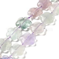 Natürlichen Fluorit Perlen Stränge, 5-Blütenblatt Blüte, 14~15x14~15x6~7 mm, Bohrung: 1.2 mm, ca. 27 Stk. / Strang, 16.14'' (41~44.5 cm)